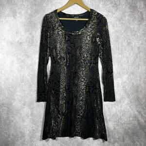 Karen Kane Dress Womens XS Black Velvet Burnout Snakeskin Witchy Goth‎ Grunge